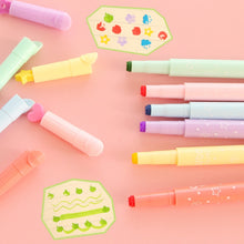 Load image into Gallery viewer, Pattern Stamp Shape Highlighters Stationery Underline Colour Pencil Mark Underline Fluorescent Pens Candy Colors Writing Supply